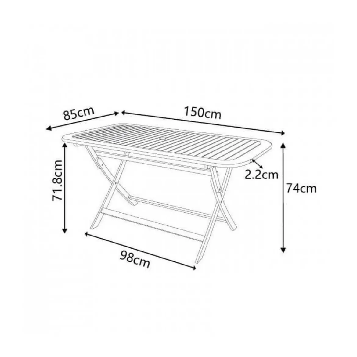 Tavolo Pieghevole Legno Rettangolare 150x80 da Balcone Giardino Esterno