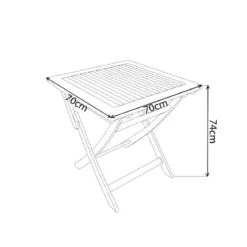 Tavolo Pieghevole 70x70 da Balcone Giardino in Legno Quadrato Esterno
