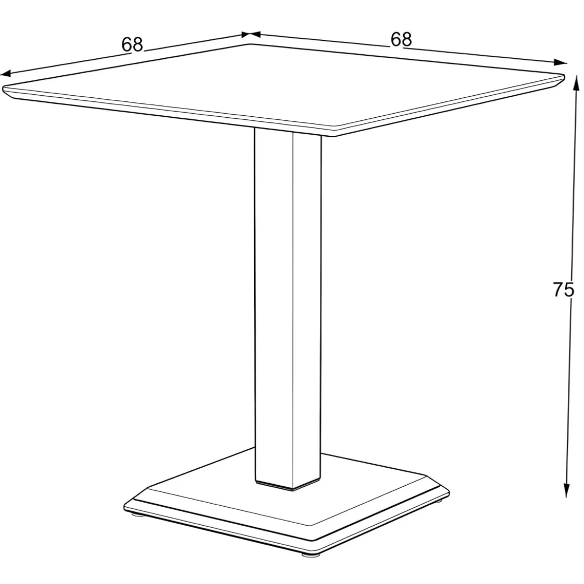 Tavolo Quadrato Grigio Cemento 68x68 cm da Pranzo Moderno Gambe Metallo