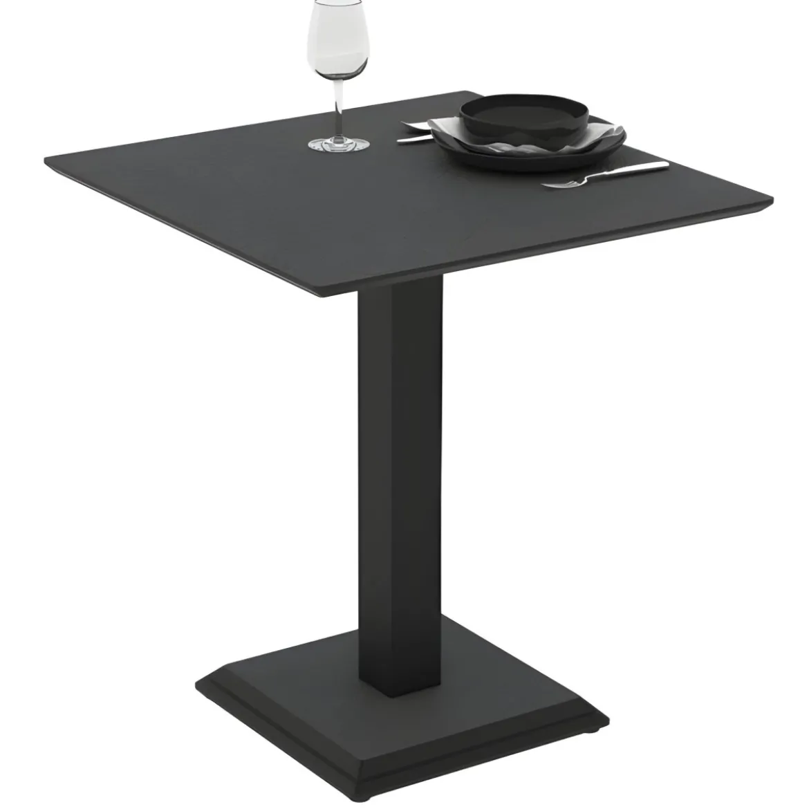 Tavolo Quadrato Nero Ossido 68x68 cm da Soggiorno Moderno Gambe Metallo