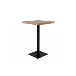 Tavolo Quadrato 70x70 Alto da Bar per Sgabelli in Legno Rovere e Metallo Nero