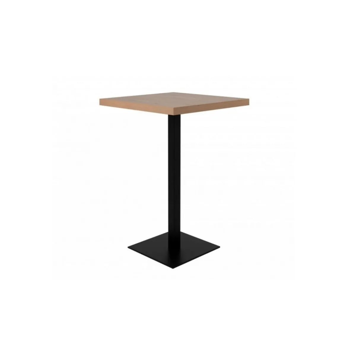 Tavolo Quadrato 70x70 Alto da Bar per Sgabelli in Legno Rovere e Metallo Nero