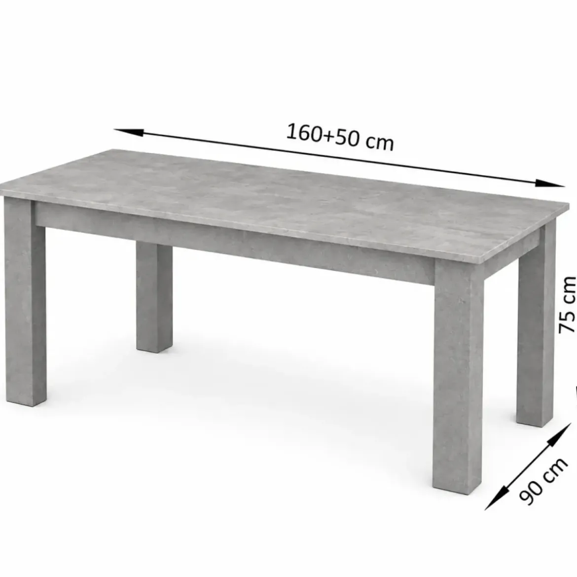 Tavolo Rettangolare Allungabile da Pranzo 160-210 in Melaminico Grigio