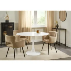 Tavolo Rotondo Bianco Opaco Diametro di 120 cm per Sala da Pranzo