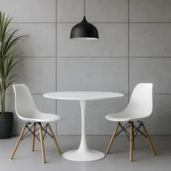 Tavolo Rotondo Bianco Opaco Diametro di 120 cm per Sala da Pranzo