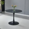 Tavolo Rotondo Nero Opaco e Oro Diametro di 120 cm per Sala da Pranzo