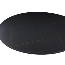 Tavolo Rotondo Nero Opaco e Oro Diametro di 120 cm per Sala da Pranzo