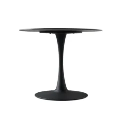 Tavolo Rotondo Nero Opaco e Oro Diametro di 120 cm per Sala da Pranzo