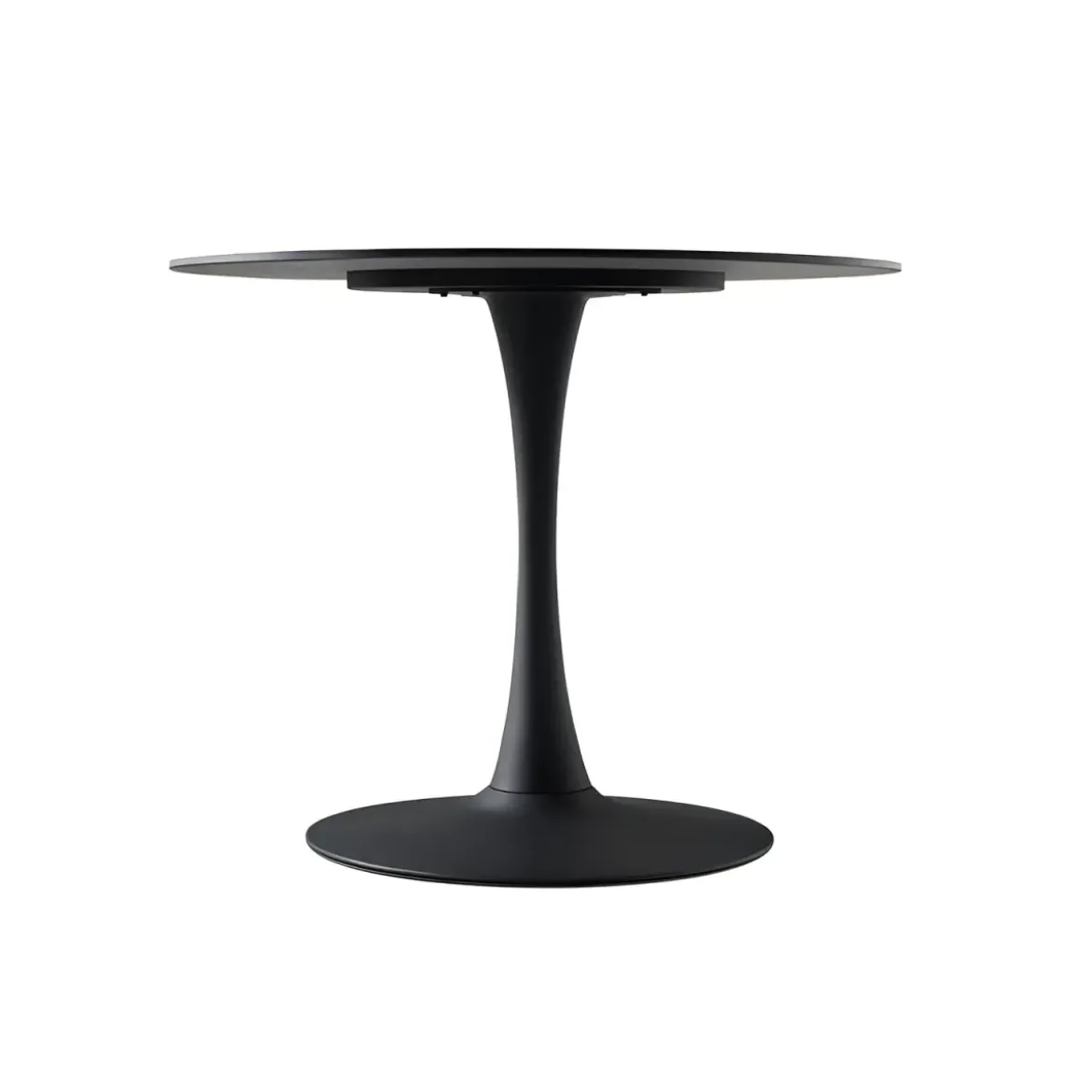 Tavolo Rotondo Nero Opaco e Oro Diametro di 120 cm per Sala da Pranzo