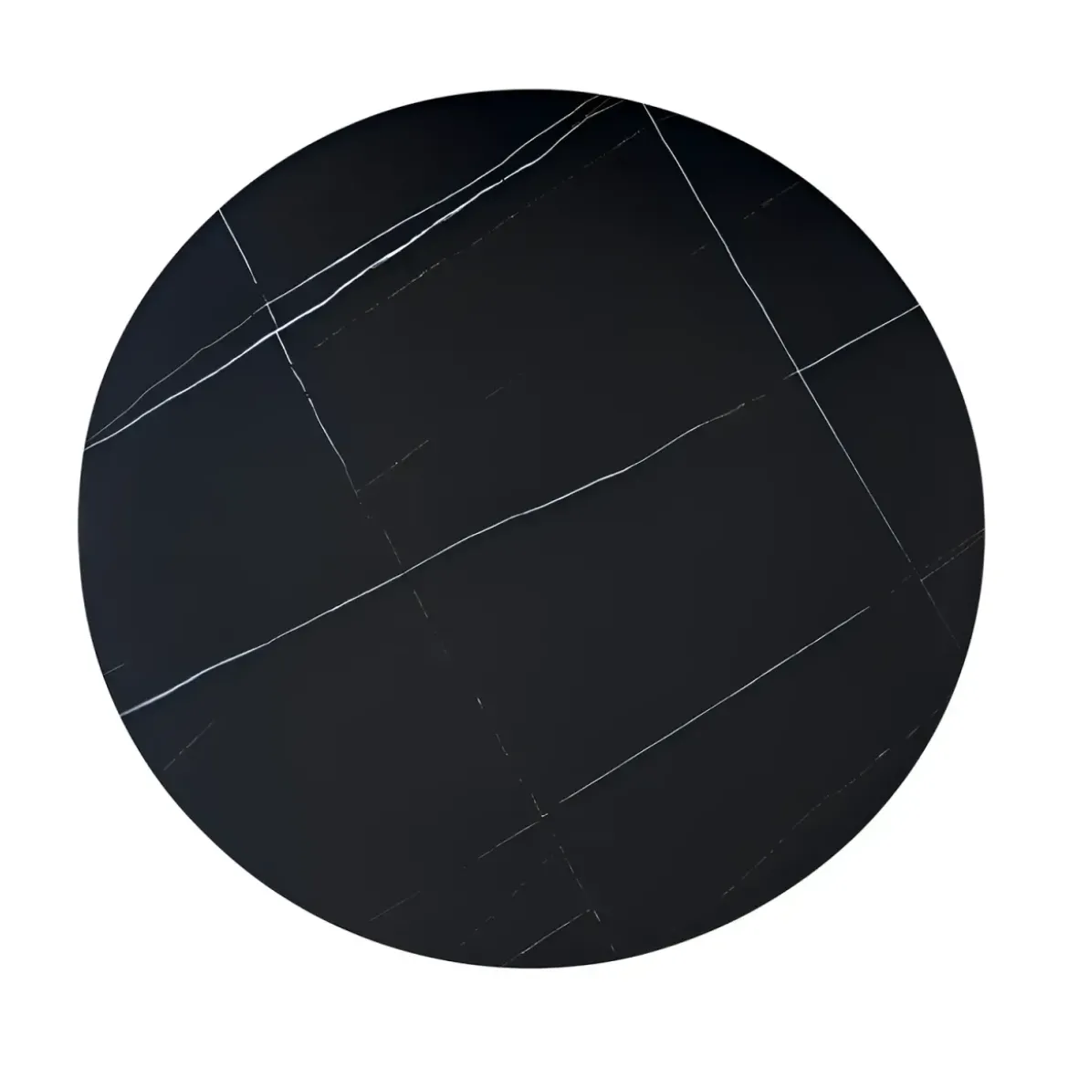 Tavolo Rotondo Nero Opaco e Oro Diametro di 120 cm per Sala da Pranzo