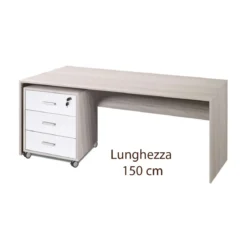 Tavolo Scrivania 150 cm Olmo con Cassettiera Grande Ufficio Cameretta Porta Pc