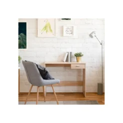 Tavolo Scrivania 90 cm Rovere con Cassetto Porta Pc Cameretta Scrittorio Ufficio