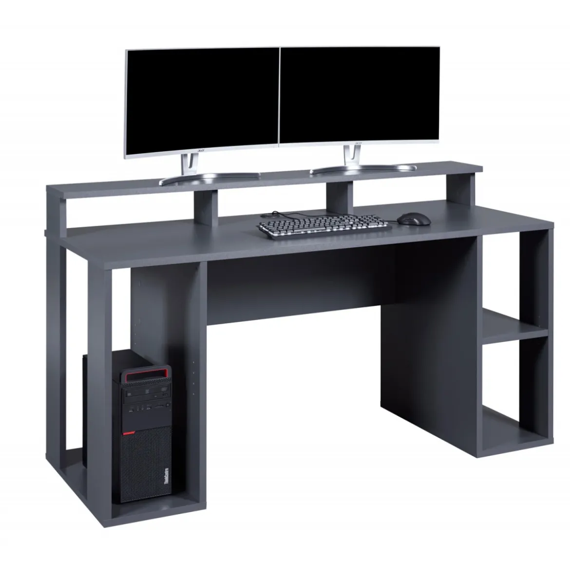 Tavolo Scrivania da Gaming Grande Grigia Porta Pc Ufficio per Gamer