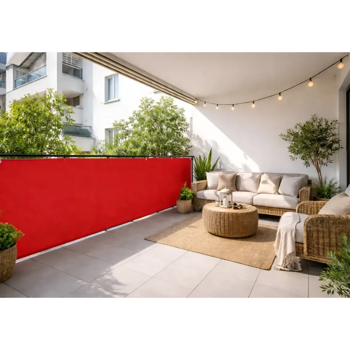 Telo Antisguardo Balcone 75x500 cm Rosso Ferrara Occhielli Alluminio