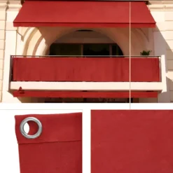 Telo Antisguardo Balcone 75x500 cm Rosso Ferrara Occhielli Alluminio