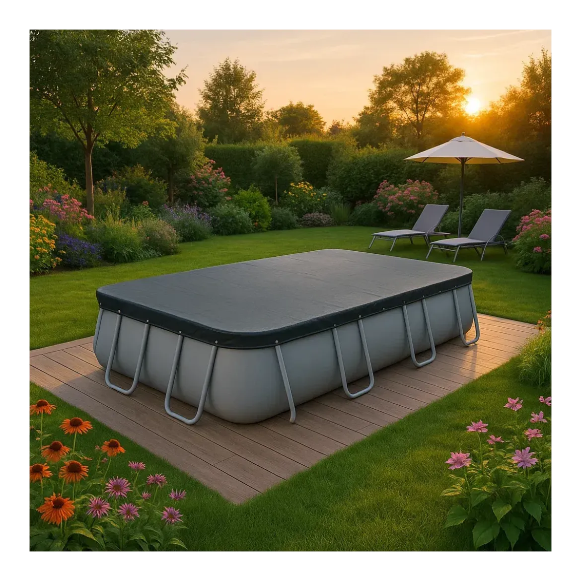 Telo Copertura Piscina Rettangolare 488x244 cm Invernale con Drenaggio