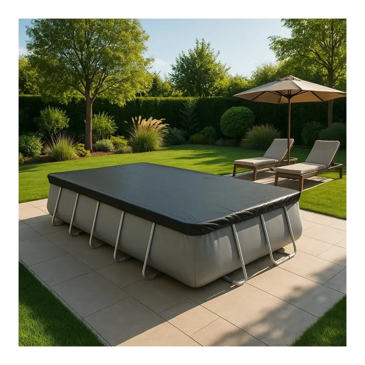 Telo Copertura Piscina Rettangolare 488x244 cm Invernale con Drenaggio