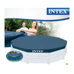 Telo Copri Piscina Rotonda 305 cm Frame Steel Copertura Protezione Intex Corde