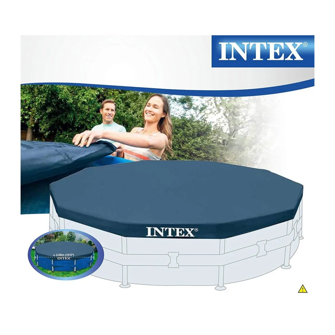 Telo Copri Piscina Rotonda 305 cm Frame Steel Copertura Protezione Intex Corde