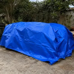Telo Occhiellato Idrorepellente PE Blu 5x8 m Lavabile Bordi Rinforzati