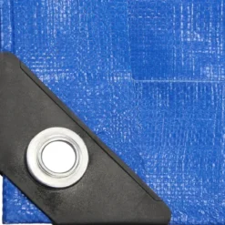 Telo Occhiellato Idrorepellente PE Blu 5x8 m Lavabile Bordi Rinforzati