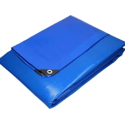 Telo Occhiellato Idrorepellente PE Blu 5x8 m Lavabile Bordi Rinforzati