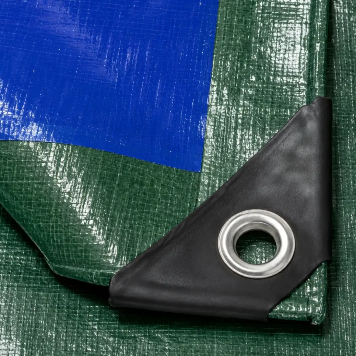 Telo Occhiellato Impermeabile in Polietilene Verde Blu 10x14m 130g/m2