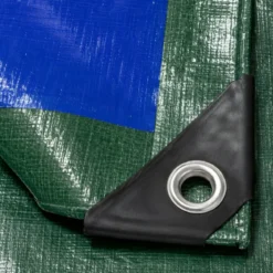 Telo Occhiellato Impermeabile in Polietilene Verde Blu 10x12m 130g/m2