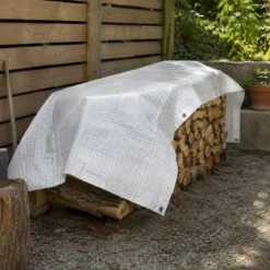 Telo Occhiellato Impermeabile 3x6 m PE Bianco Copertura Lavabile