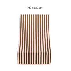Tenda a Righe Marroni Parasole 140x250 a Soffitto con Anelli per Terrazzo