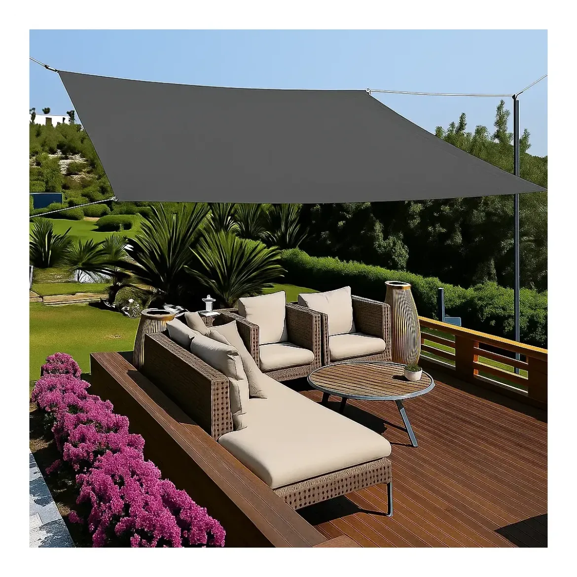 Tenda a Vela Quadrata 3x3 m Antracite Ombreggiante per Uso Esterno