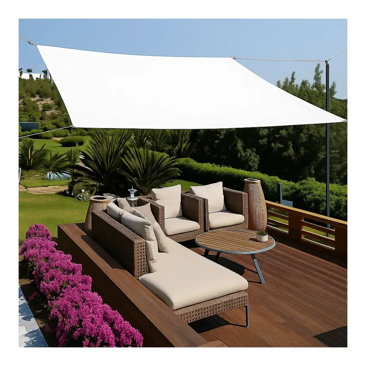 Tenda a Vela Quadrata 3x3 m Bianco Ombreggiante per Giardino e Terrazzo