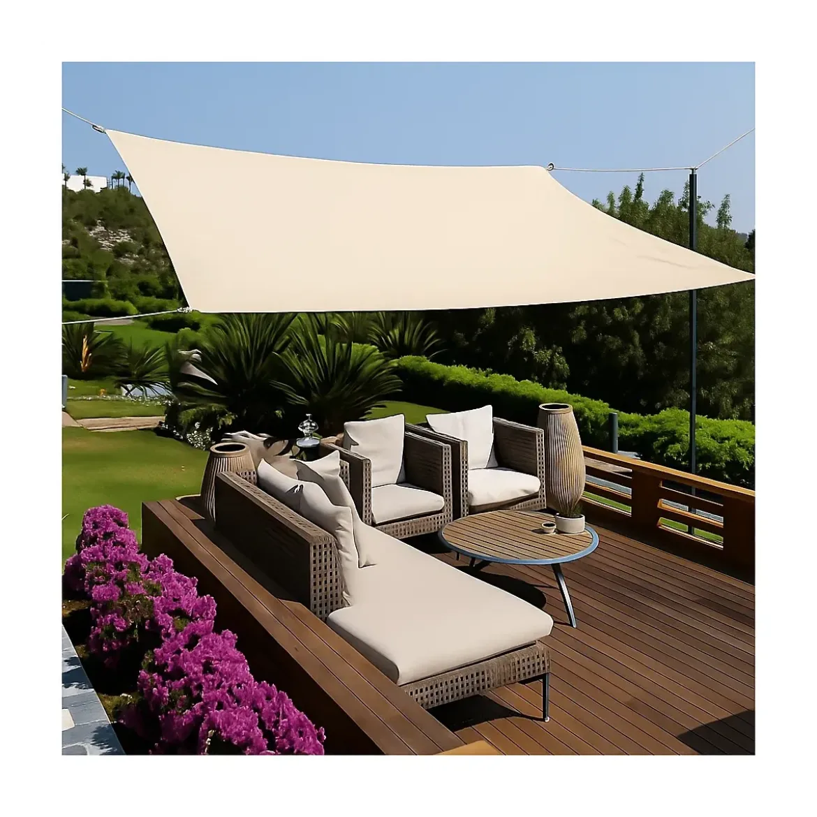 Tenda a Vela Rettangolare 4x5 m Beige Impermeabile da Esterno