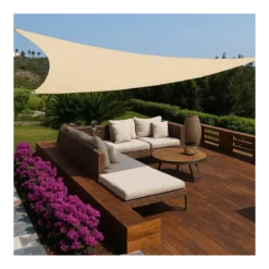 Tenda a Vela Triangolare 3x3 m Beige per Ombreggiare Giardino e Terrazzo