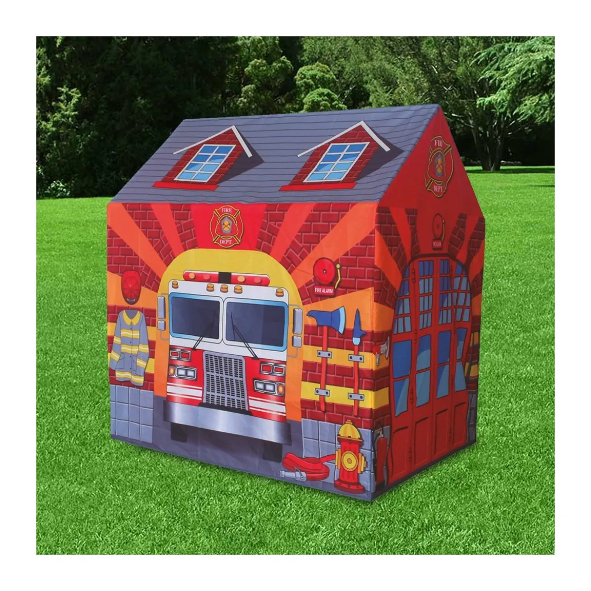 Tenda da Gioco per Bambini Caserma Pompieri Casetta Bimbi Uso Interno Esterno