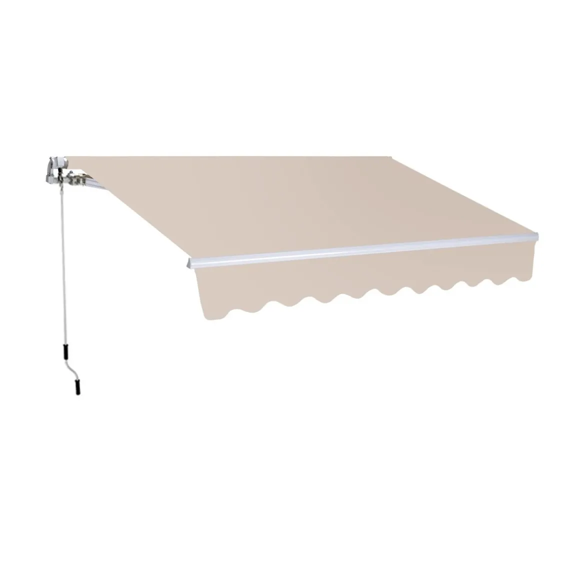 Tenda da Sole a Bracci Retrattili 300x200 Beige con Rullo per Esterno da Balcone