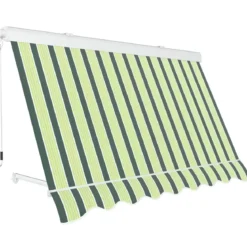 Tenda da Sole a Caduta con Bracci 250x250 Riga Verde Cassonata
