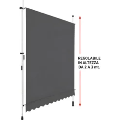 Tenda da Sole a Caduta Senza Viti 250x130 Altezza Regolabile Antracite