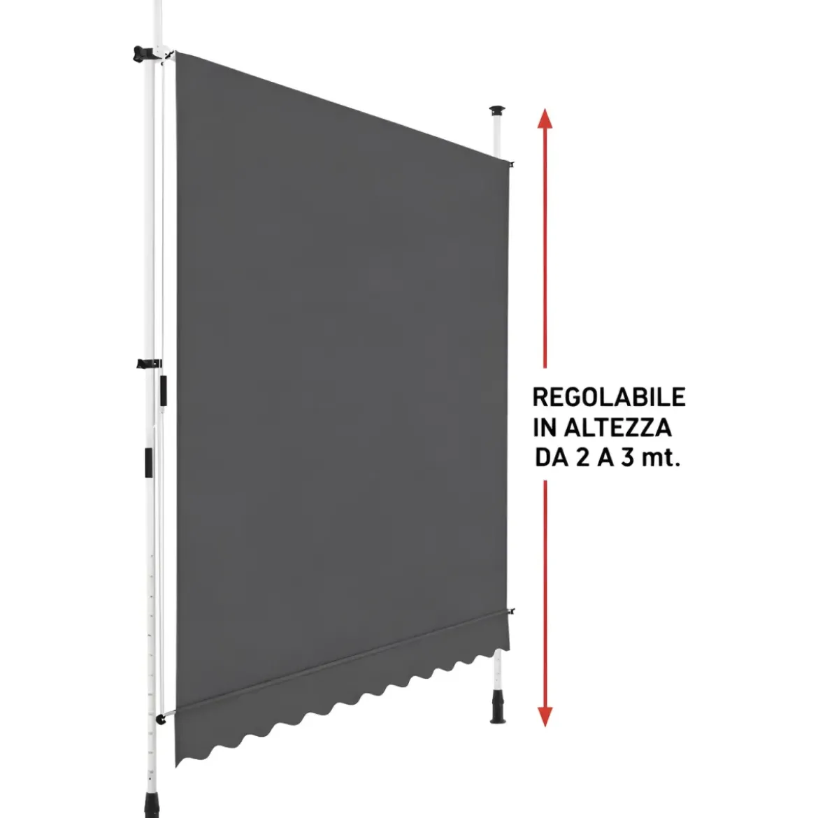 Tenda da Sole a Caduta Senza Viti 250x130 Altezza Regolabile Antracite