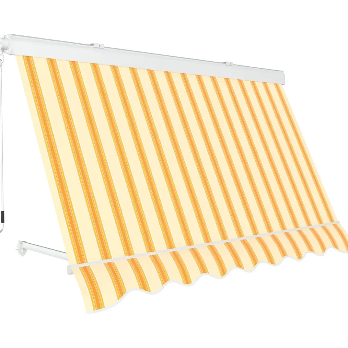 Tenda da Sole a Caduta 400x300 cm Rigato Giallo Bianco Cassonata Bracci