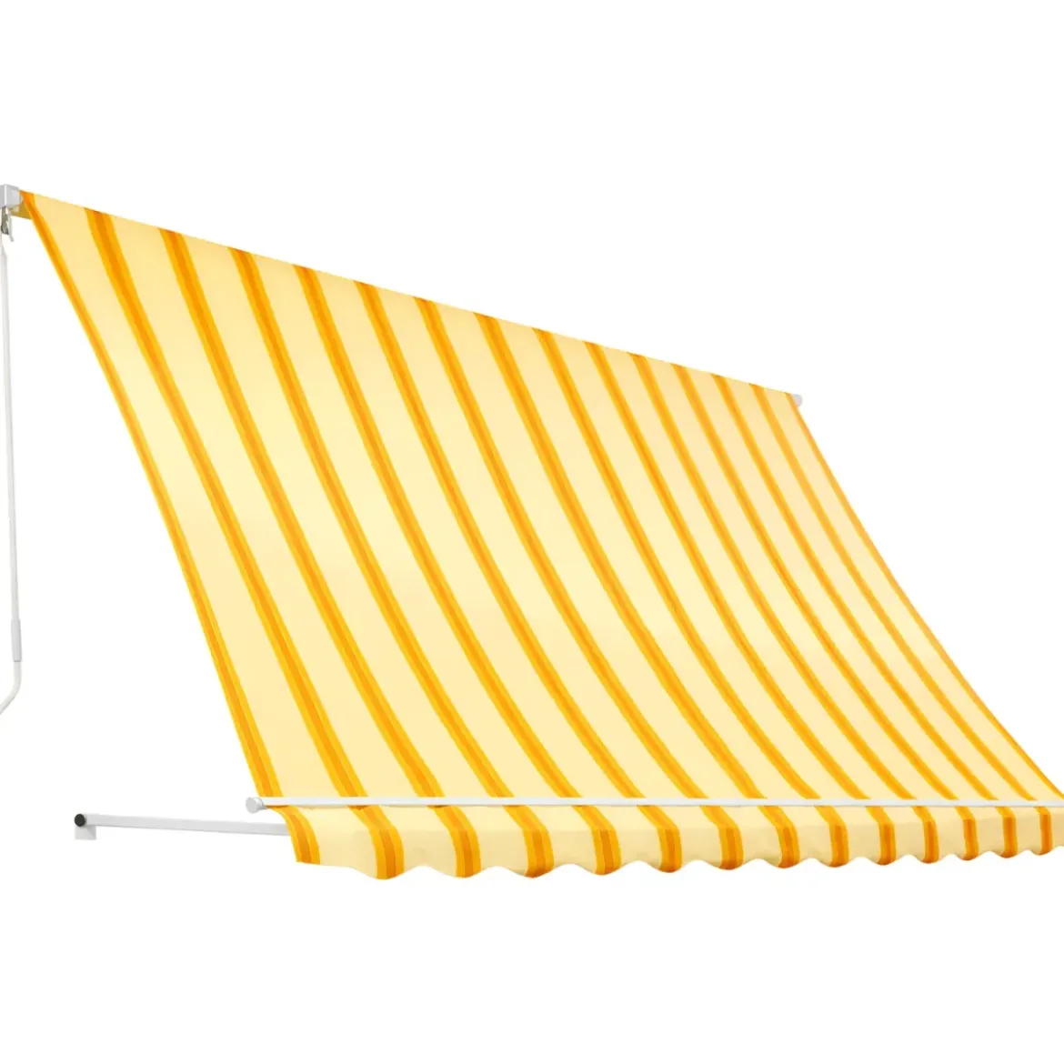 Tenda da Sole a Caduta 250x250 cm Rigato Giallo Bianco Senza Cassone