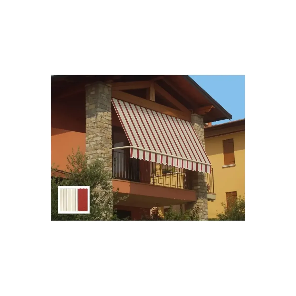 Tenda da Sole a Caduta 300x250 Riga Rossa con Bracci Senza Cassone