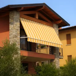Tenda da Sole a Caduta 100x250 Rigato Giallo Bianco Senza Cassone