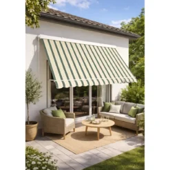 Tenda da Sole a Caduta 80x250 Riga Verde Cassonata con Bracci