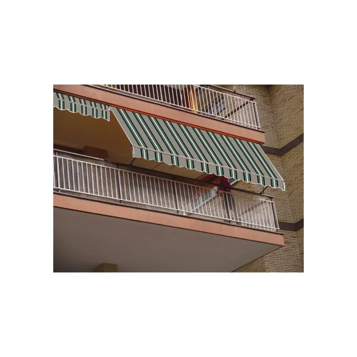 Tenda da Sole a Caduta 300x250 Verde con Bracci Balcone Rullo Soffitto Parasole