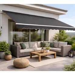 Tenda da Sole Antracite 400x300 a Barra Quadra Bracci Retrattili