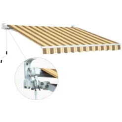Tenda da Sole Avvolgibile a Barra Quadra 250x200 cm Beige Rigato