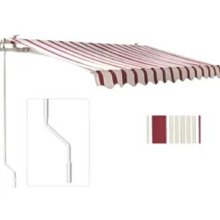 Tenda da Sole Avvolgibile Barra Quadra 250x200 cm Bordeaux Crema