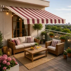 Tenda da Sole Avvolgibile Barra Quadra 400x300 cm Bordeaux Crema