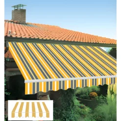 Tenda da Sole Avvolgibile 295x200 cm Bracci Retrattili Bianco Giallo
